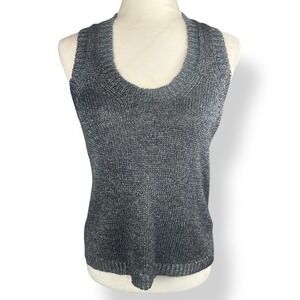 Brochu Walker Sleeveless Sweater Womens Size XS Linen Blend Tank Top Gray Luxury